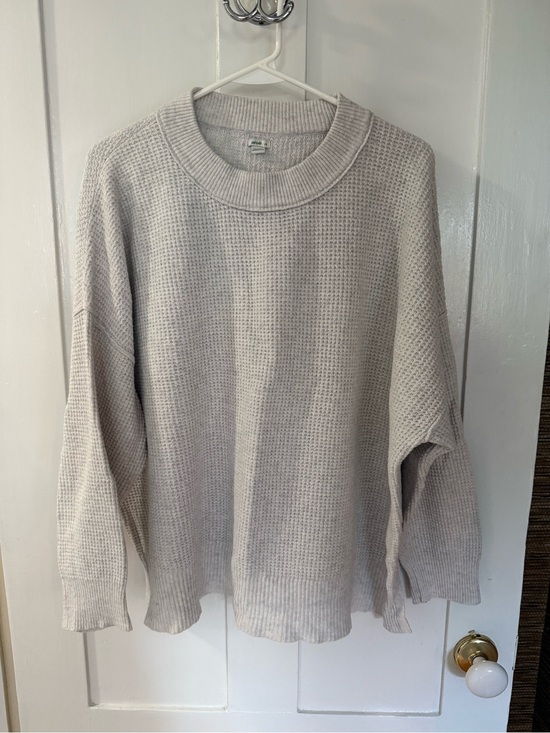 aerie Tops - aerie Women's Waffle Knit Crewneck Sweatshirt - Light Gray